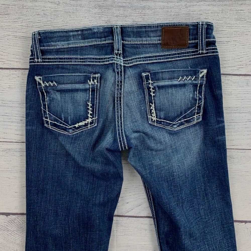 BKE Capri Jeans sz 28 Dark Wash Starlite Low Rise Raw Hem 24" inseam - Picture 7 of 11